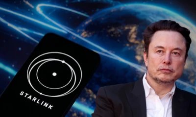 Starlink wit Elon Musk face