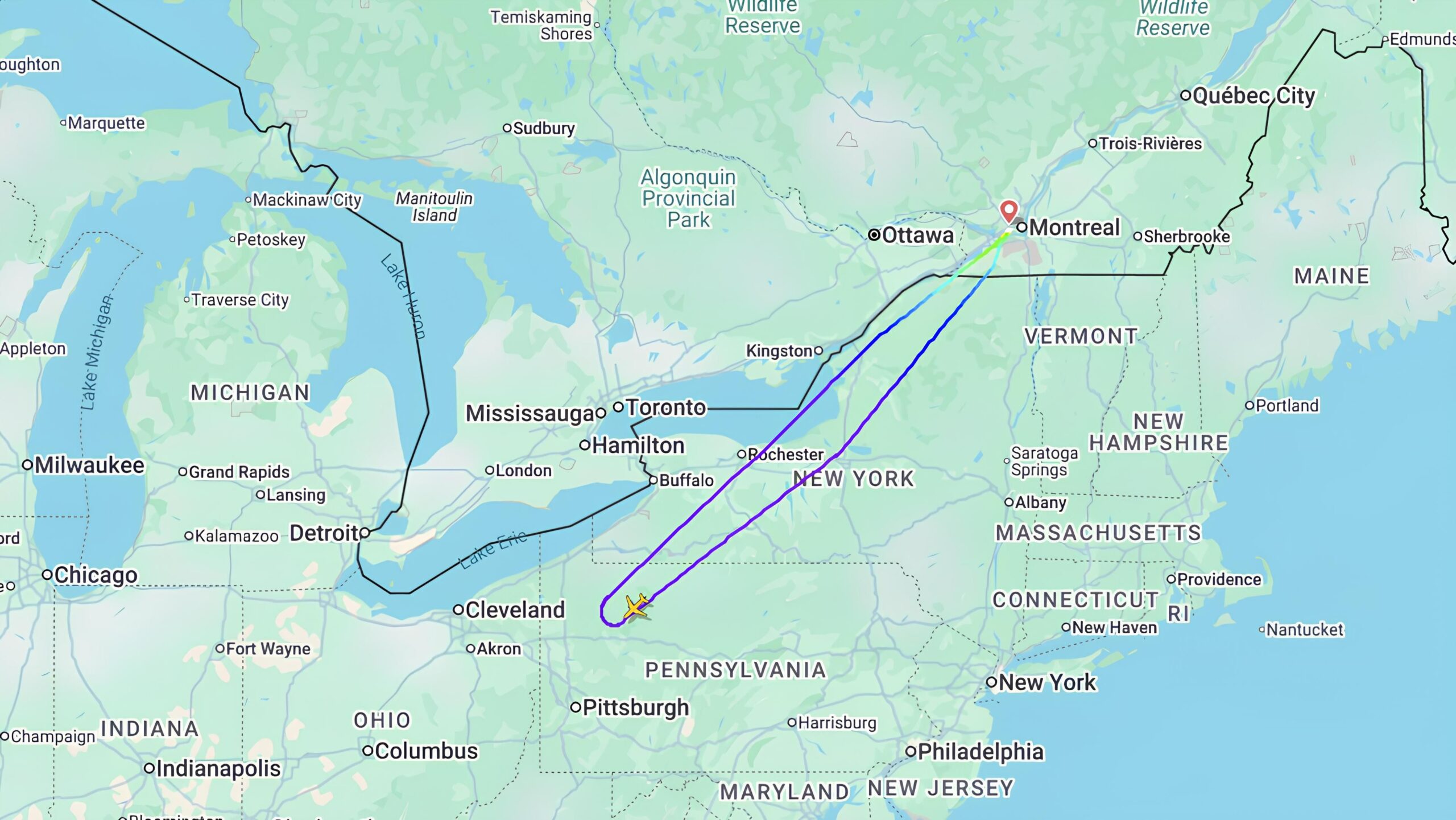 AC1051 Flight Route 