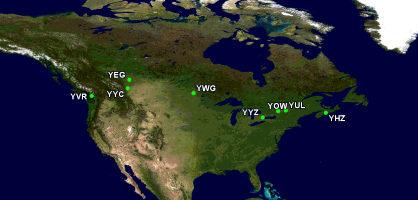 Major Canadian airports