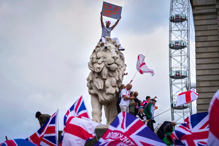 Protesters at the "Unite The Kingdom" rally.