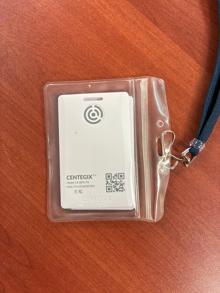 I.D. badge with emergency call button used by Patrick Kelly, teacher at Blythewood High School and Director of Governmental Affairs for the Palmetto State Teachers Association